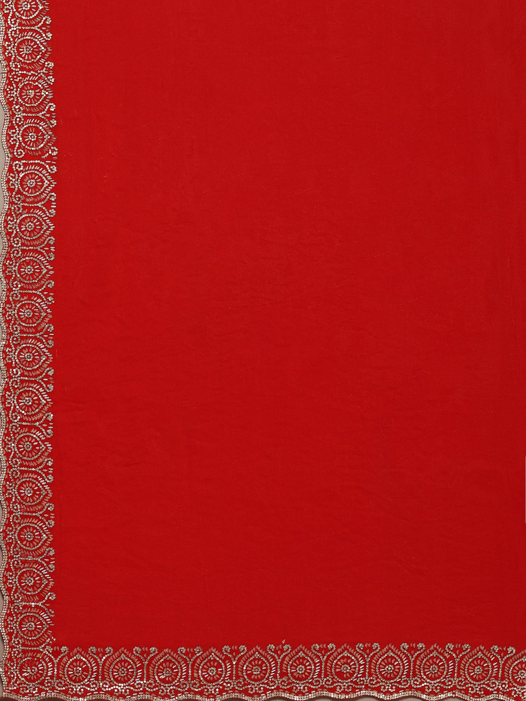 Red Embroidered Tissue Saree