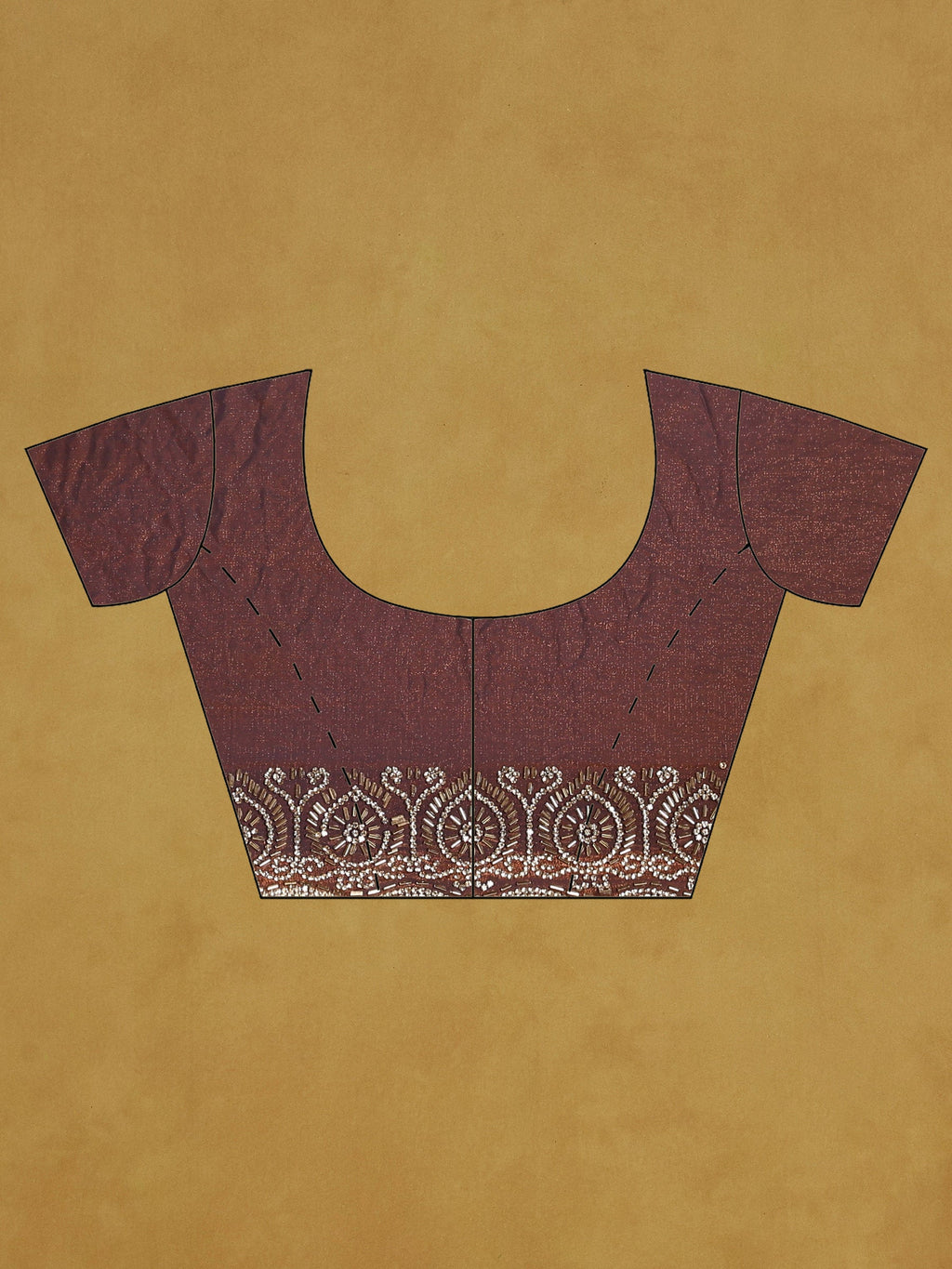 Rust Embroidered Tissue Saree