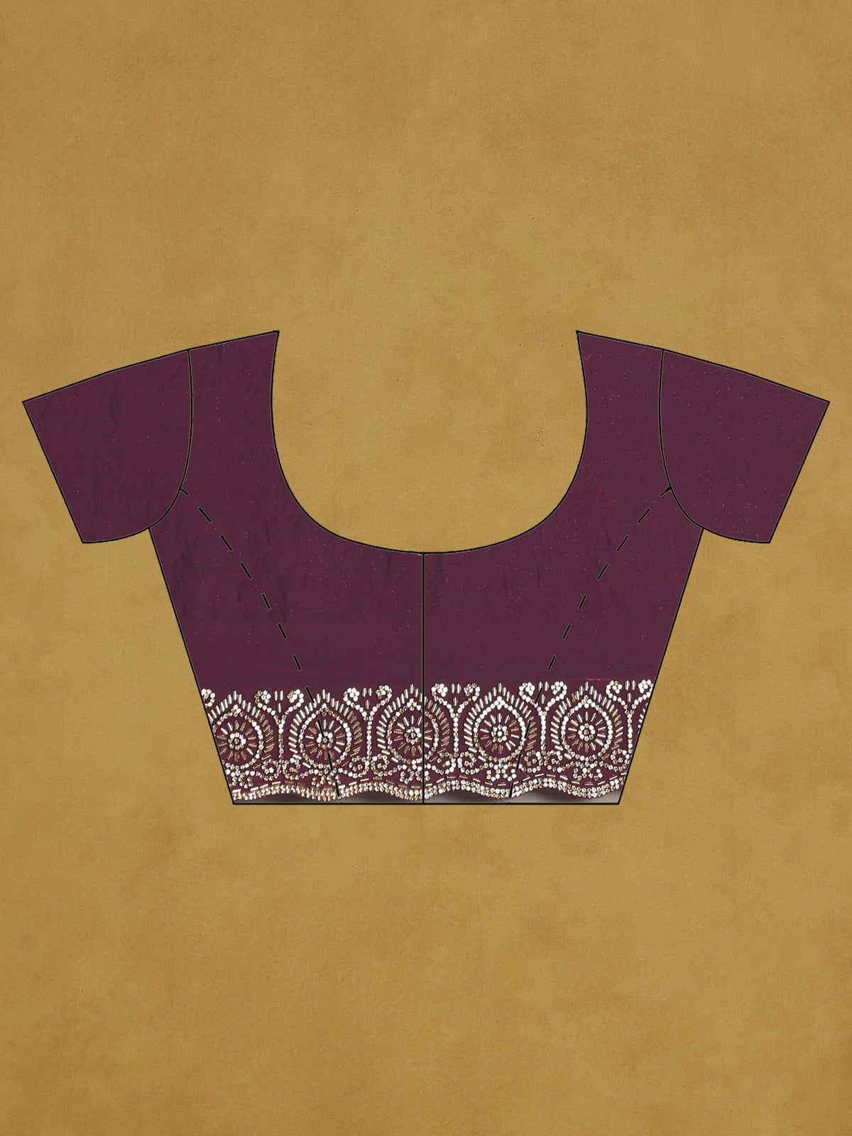 Wine Embroidered Tissue Saree