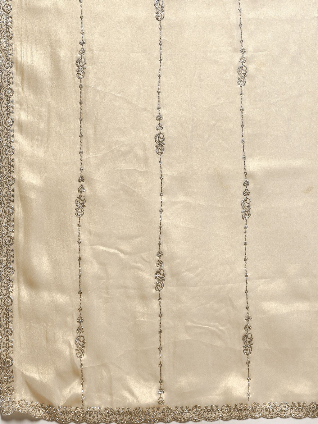 Beige Embroidered Tissue Saree