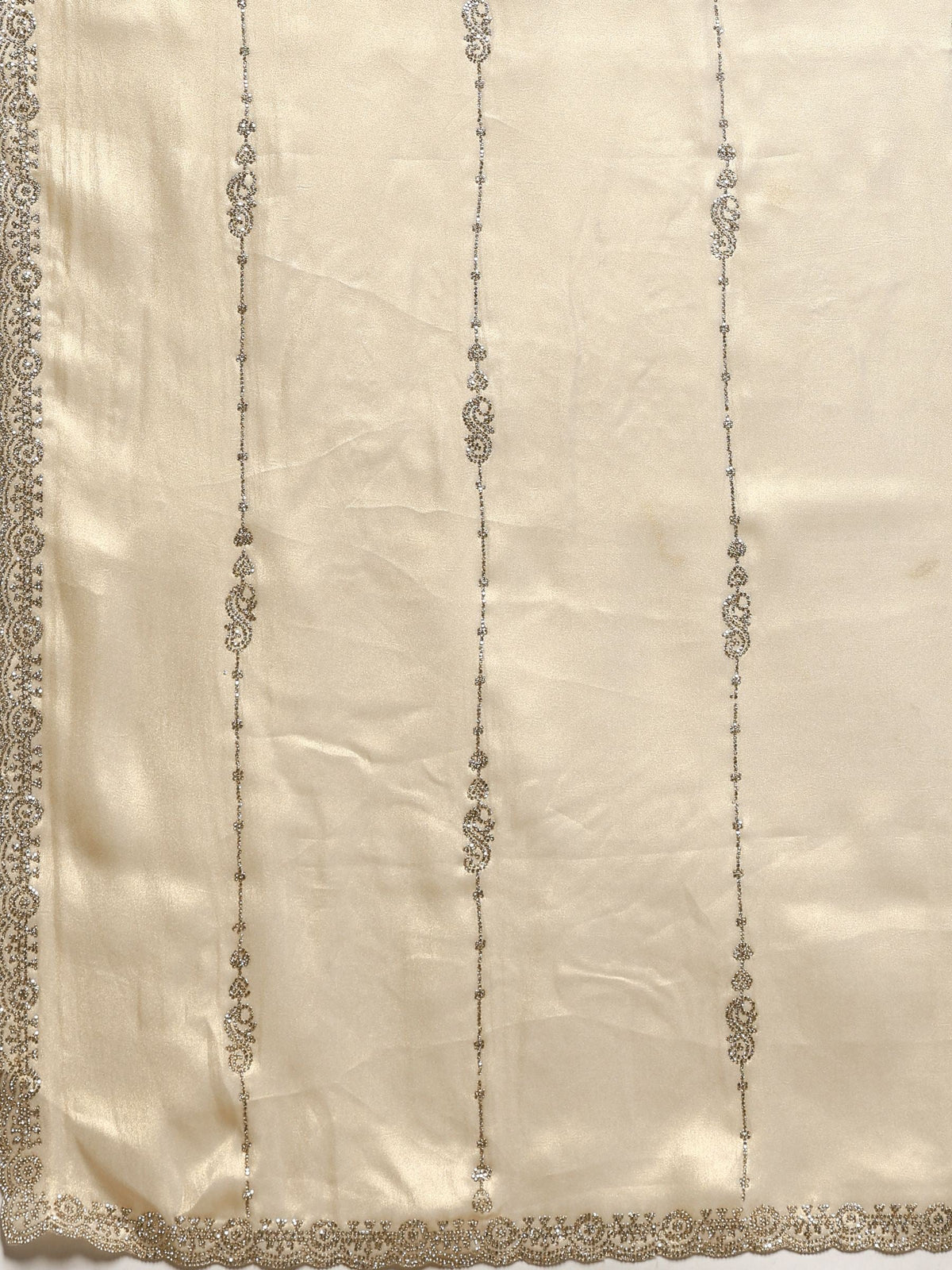 Beige Embroidered Tissue Saree
