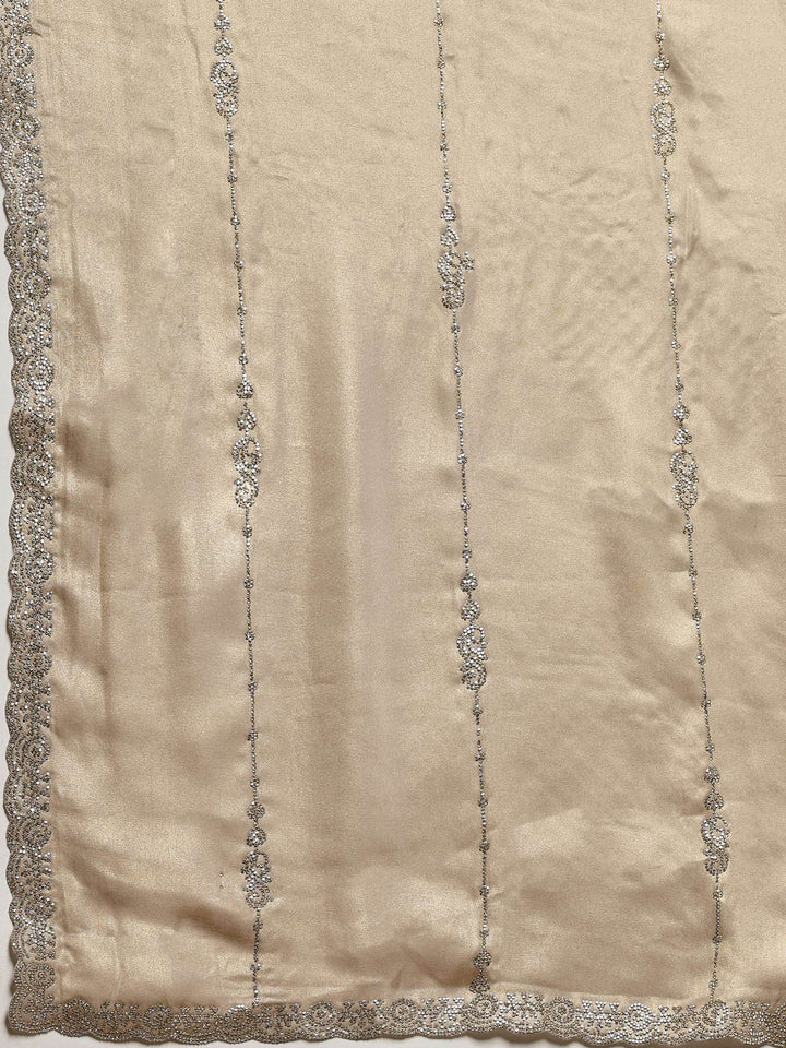 Grey Embroidered Tissue Saree