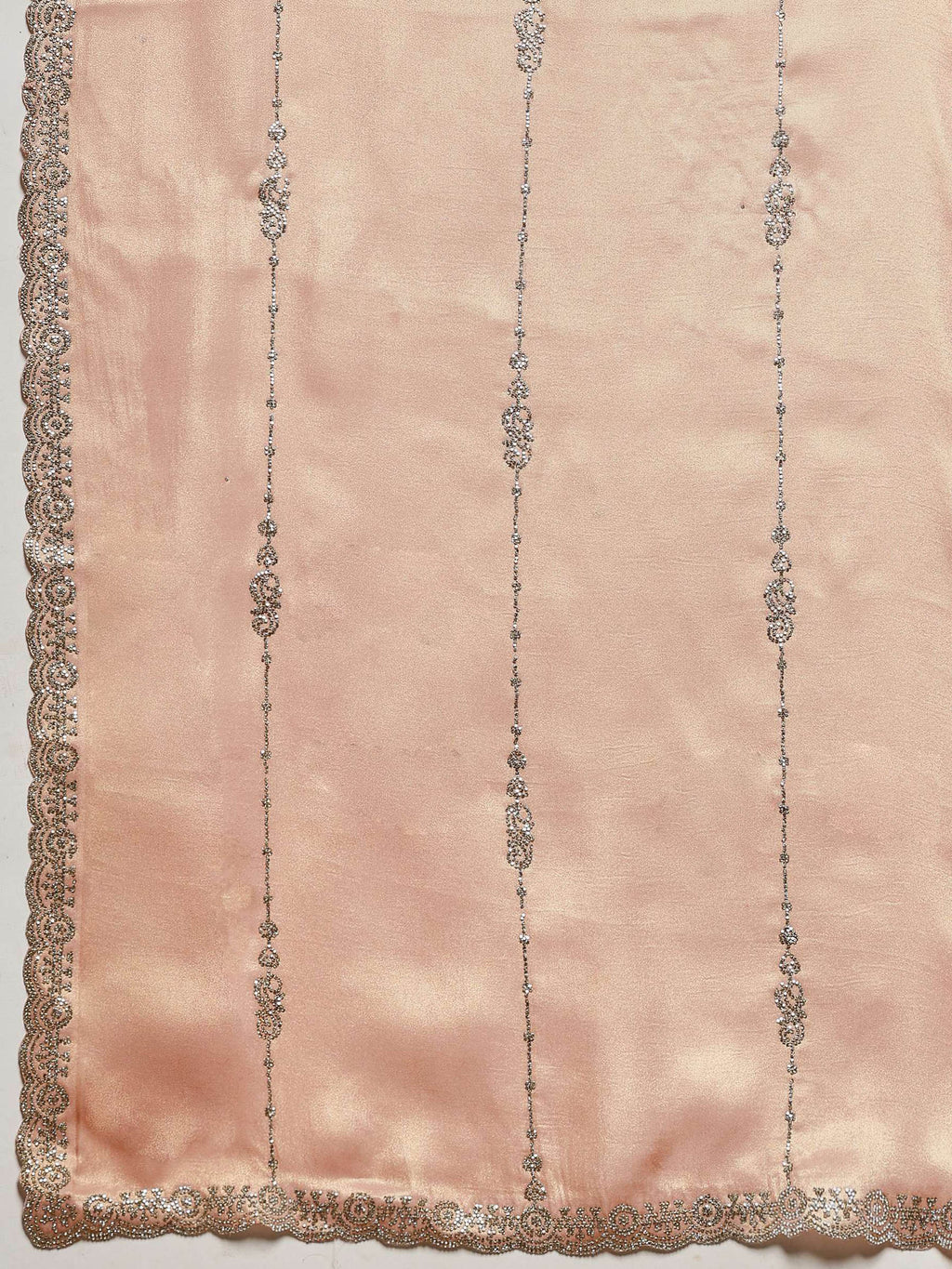 Peach Embroidered Tissue Saree