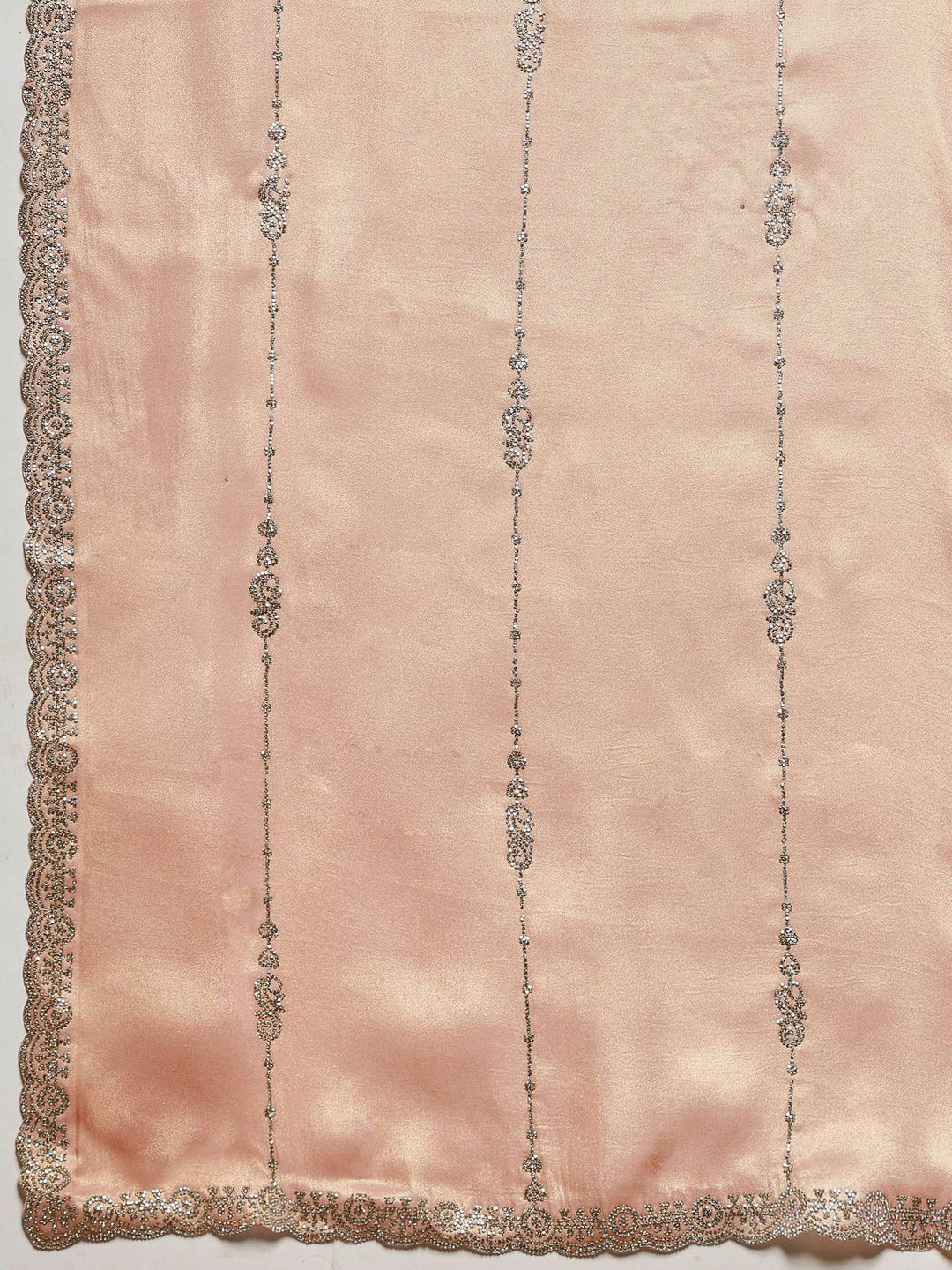 Peach Embroidered Tissue Saree