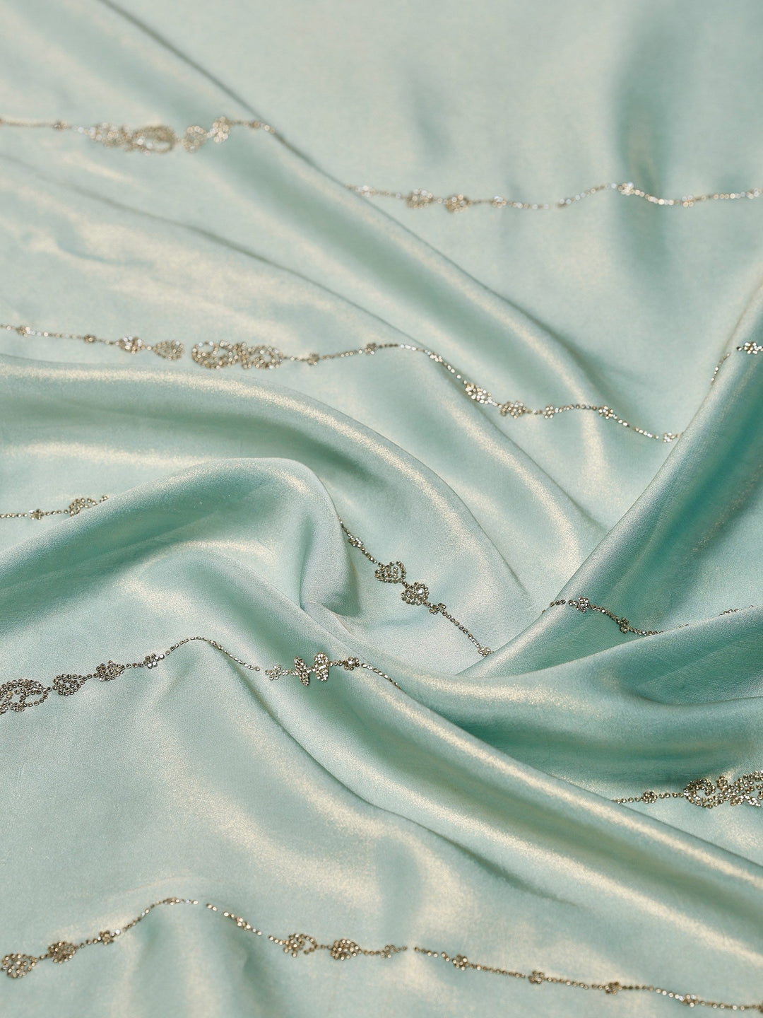 Sea Green Embroidered Tissue Saree
