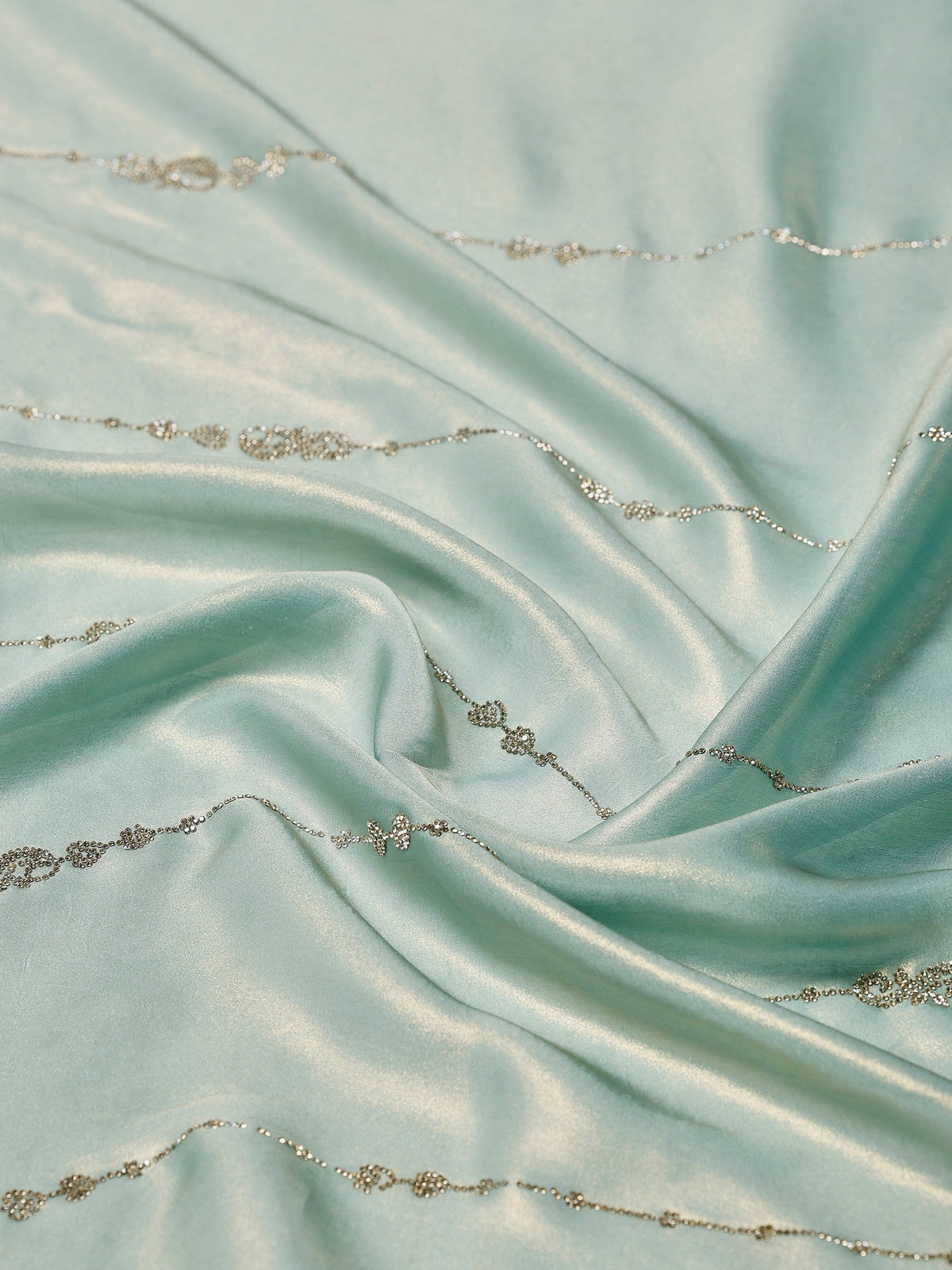 Sea Green Embroidered Tissue Saree