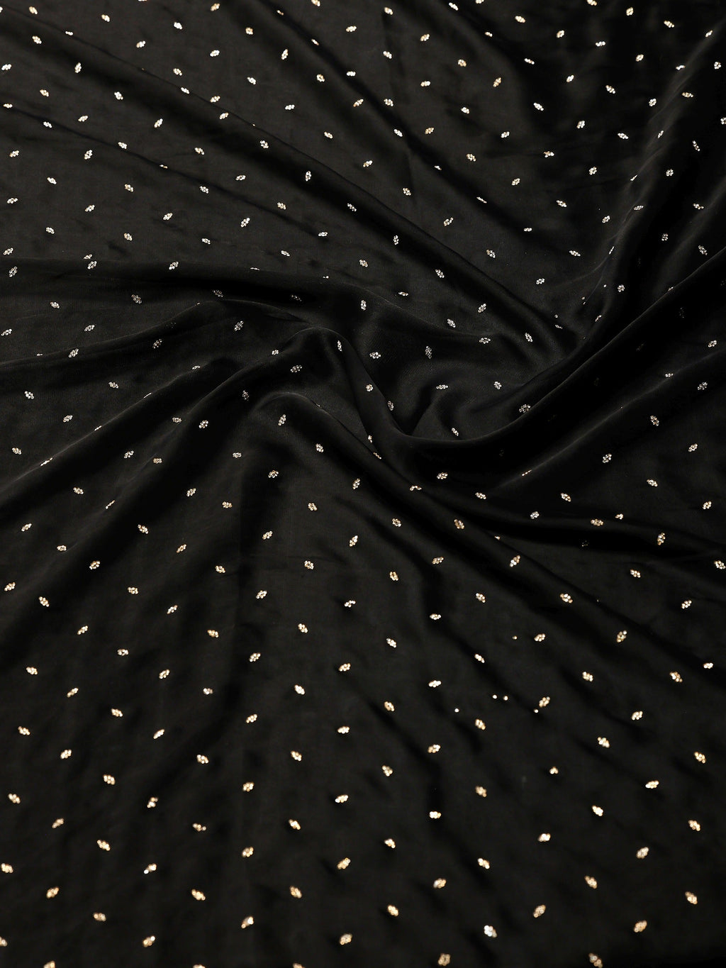 Black Printed Satin Saree