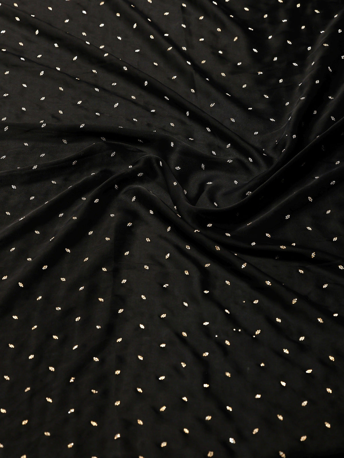 Black Printed Satin Saree
