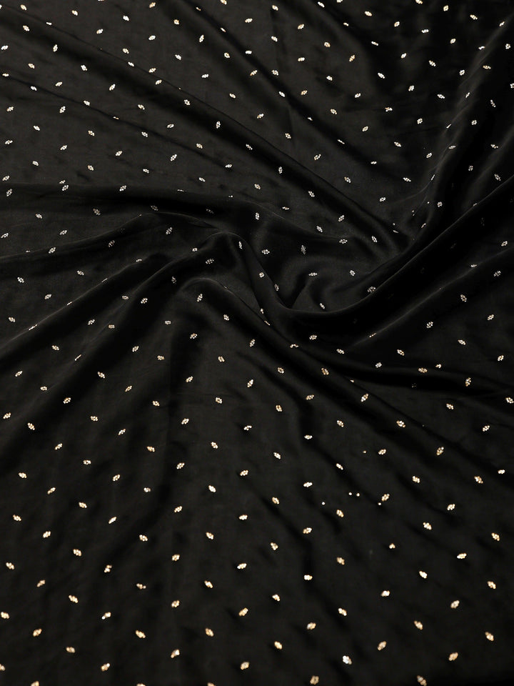Black Printed Satin Saree