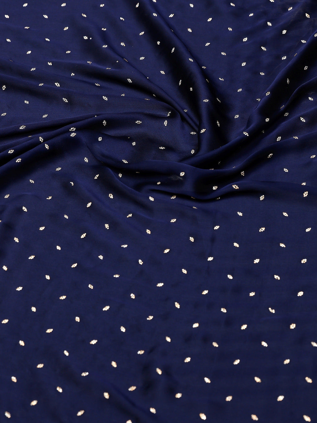 Navy Blue Printed Satin Saree