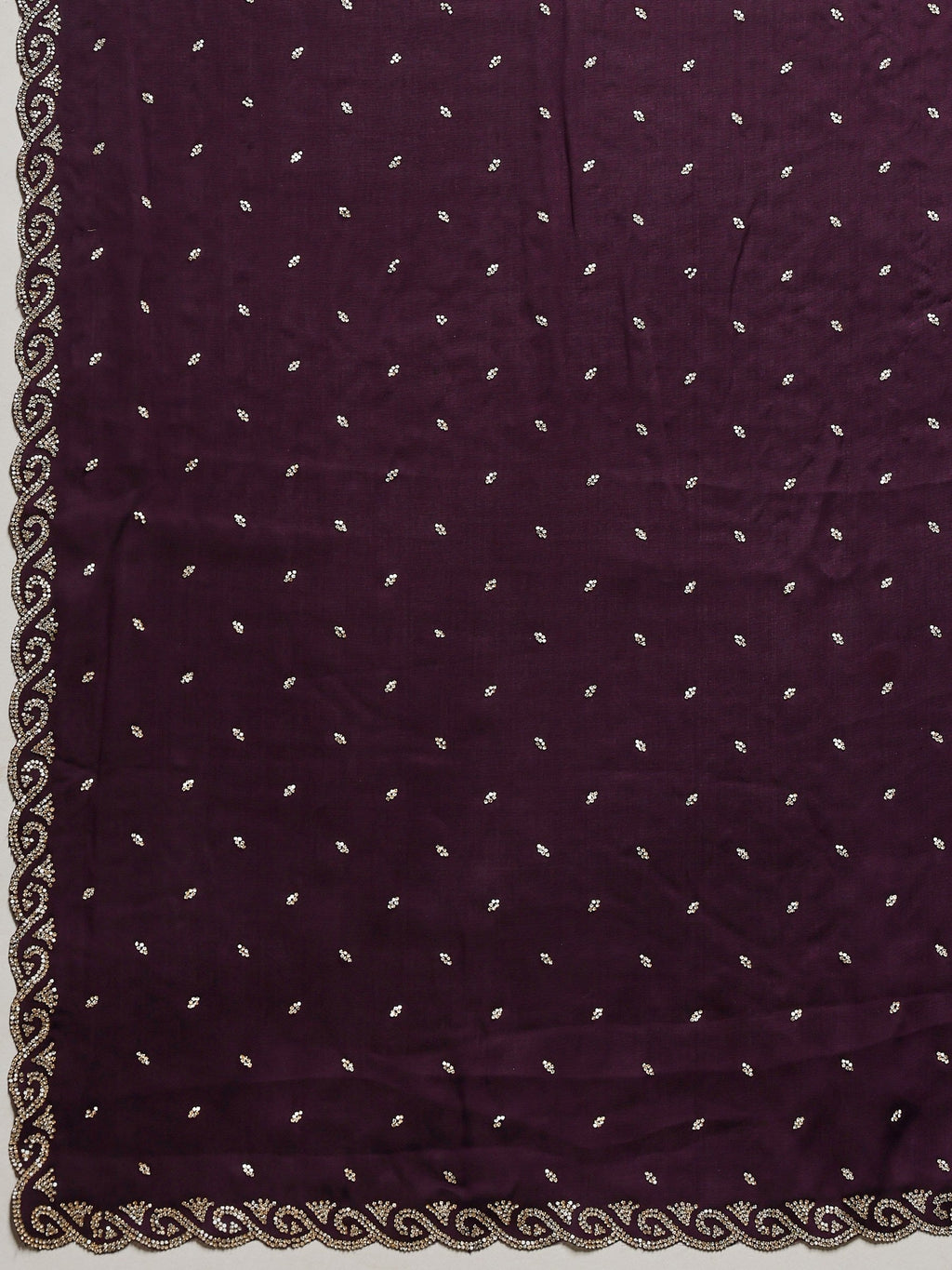 Purple Printed Satin Saree