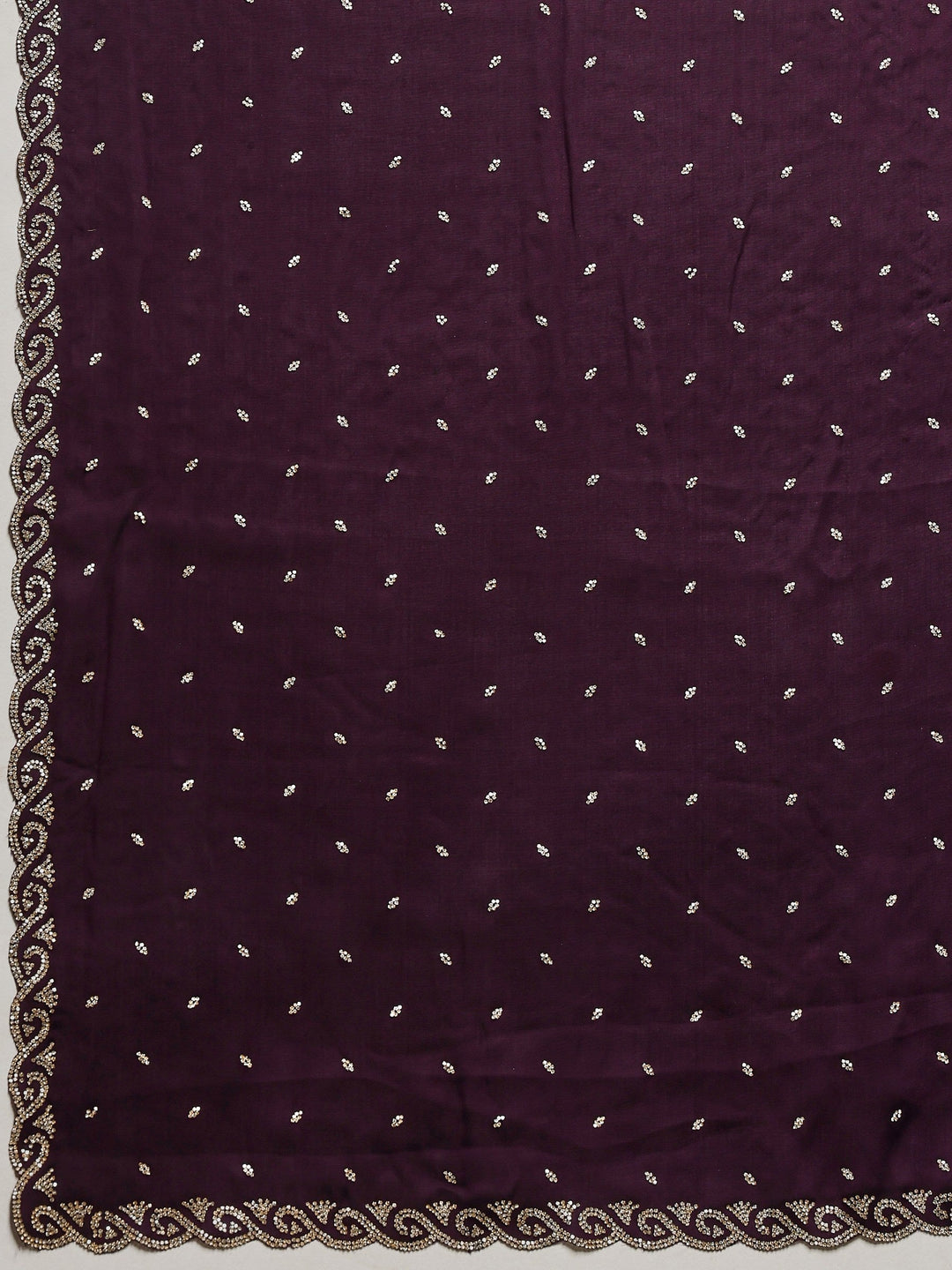 Purple Printed Satin Saree
