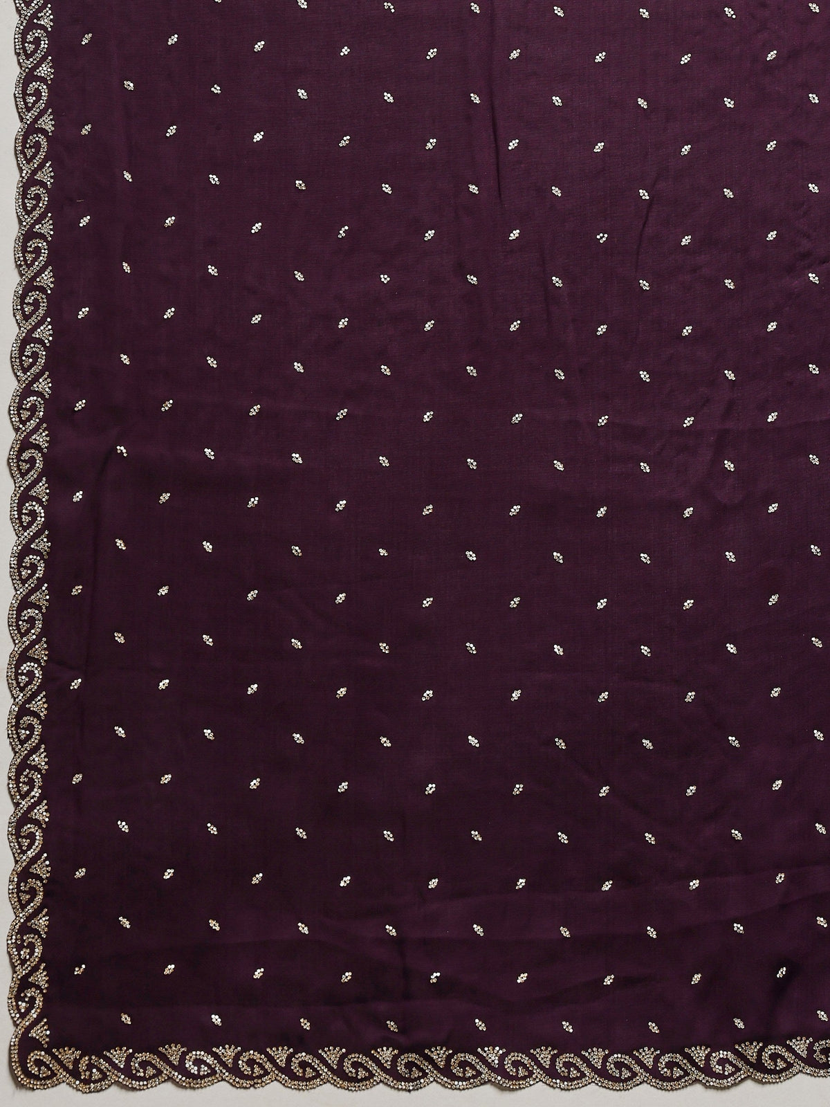 Purple Printed Satin Saree