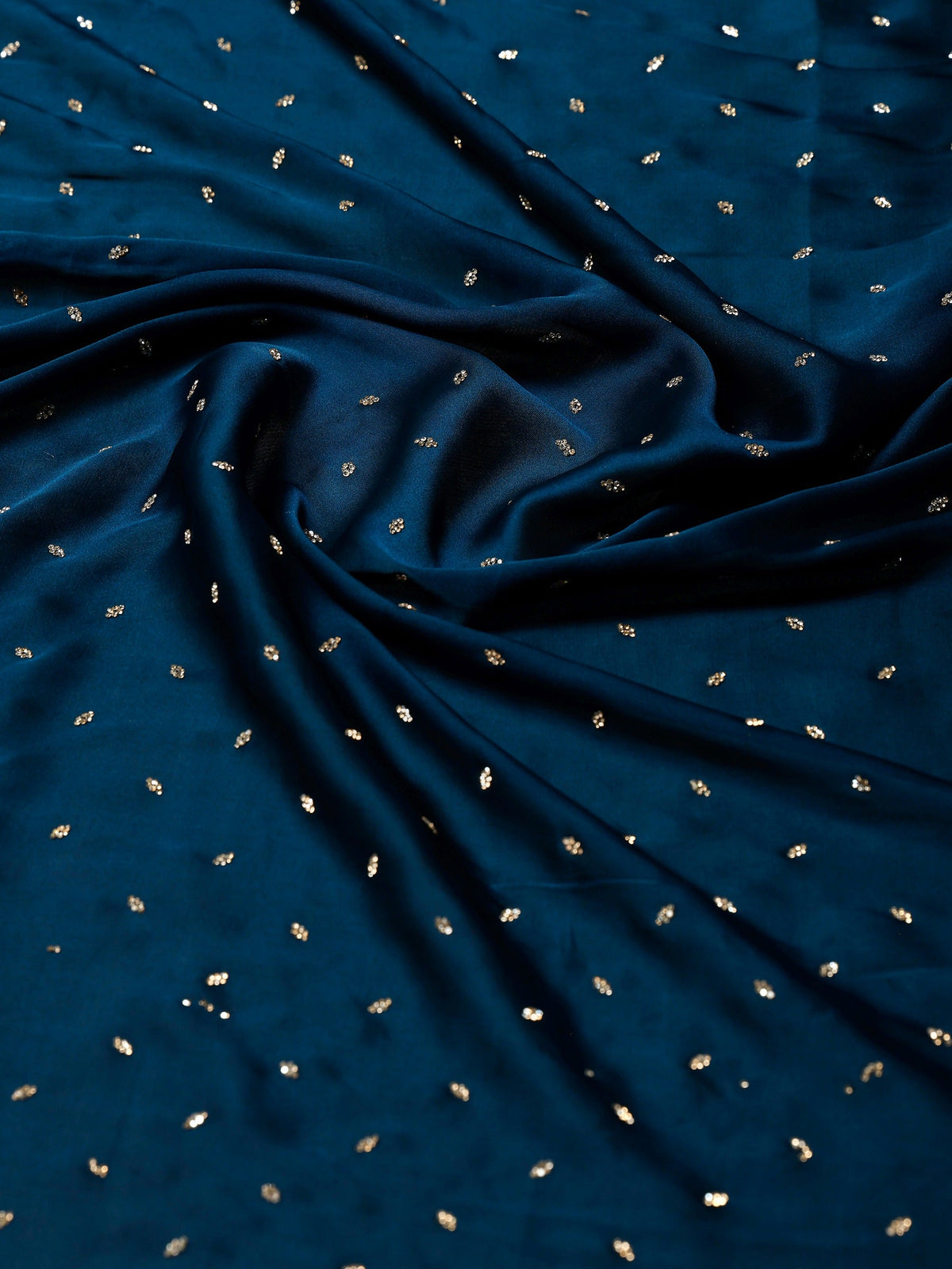 Teal Blue Printed Satin Saree