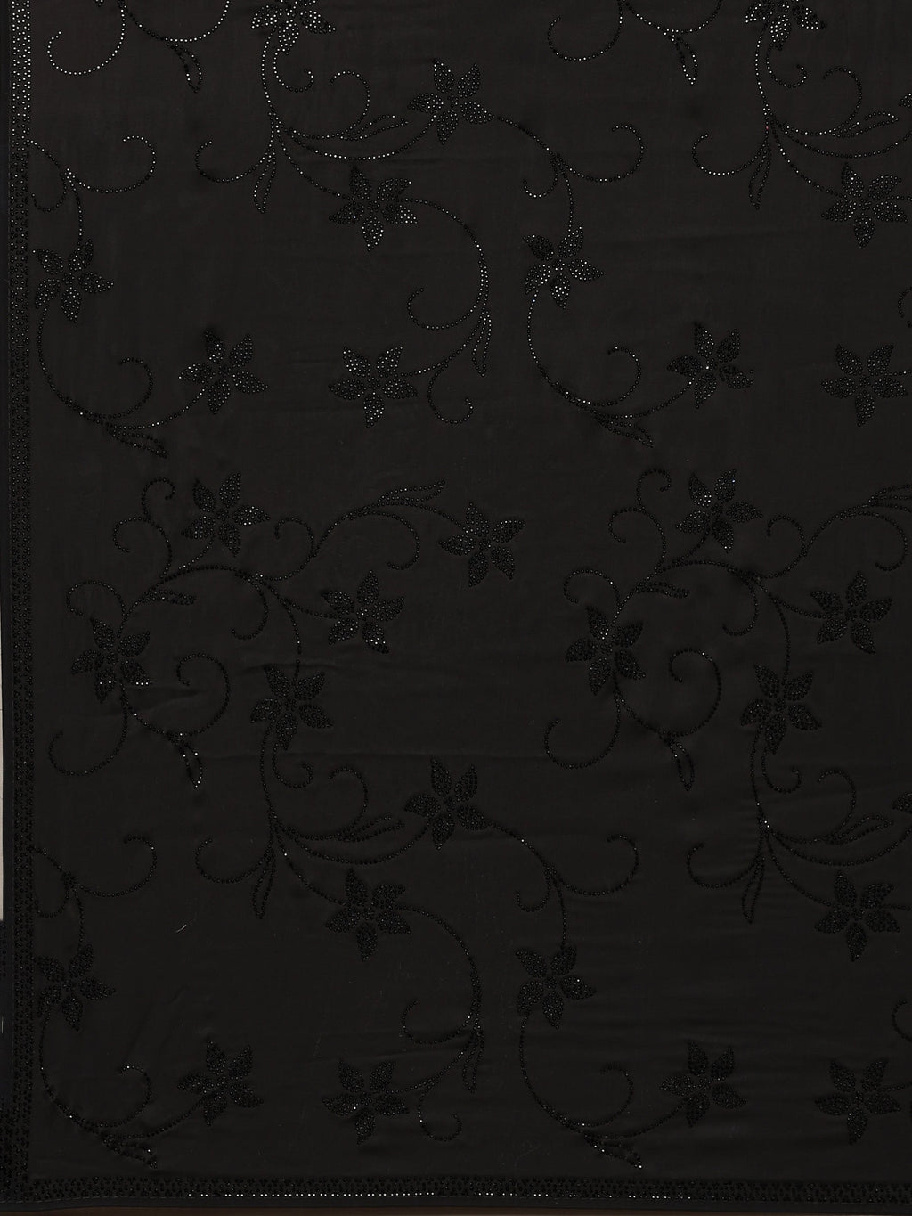 Black Printed Satin Saree