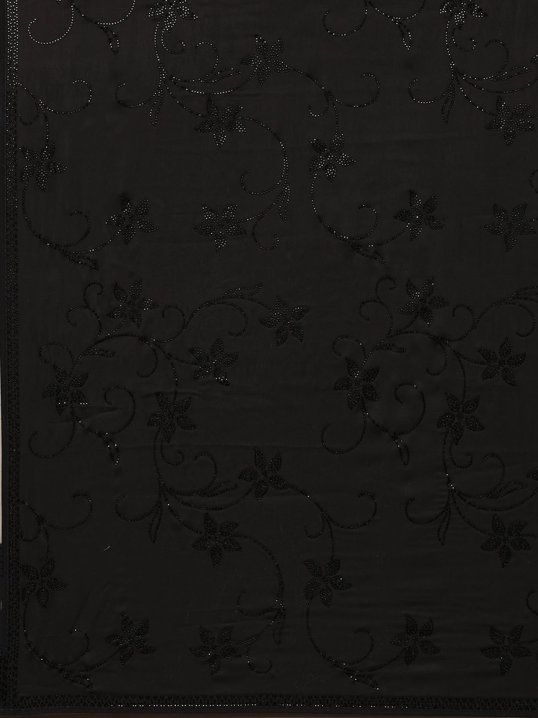 Black Printed Satin Saree