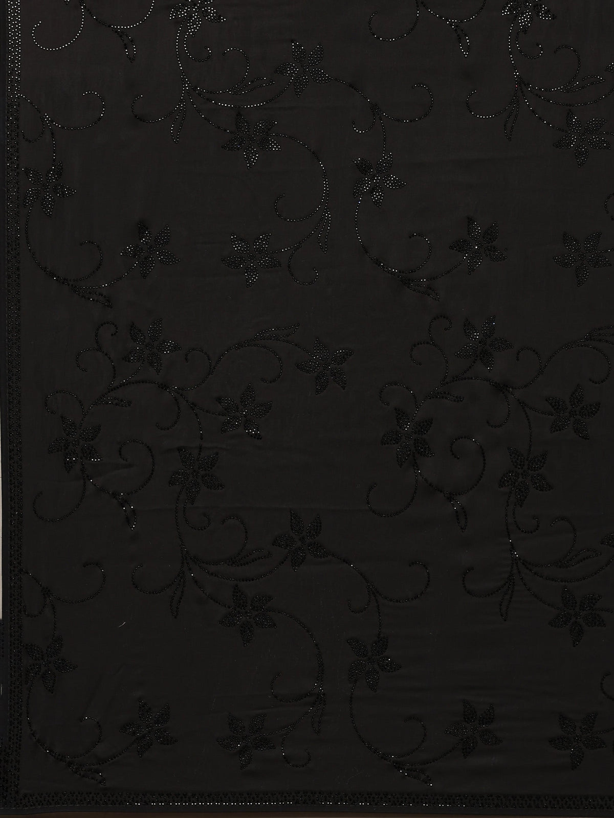 Black Printed Satin Saree