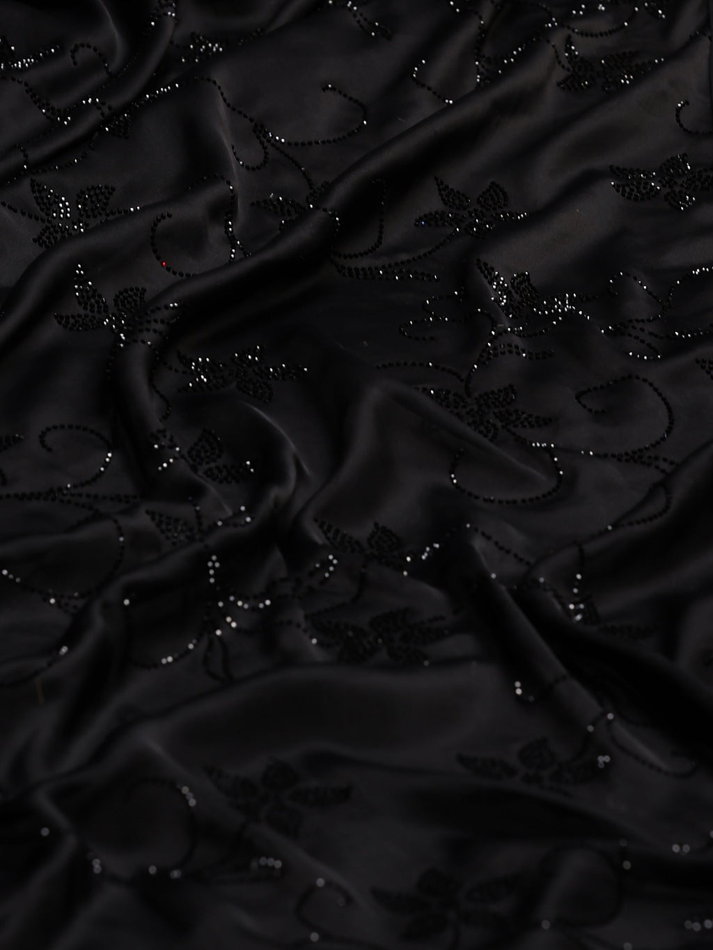 Black Printed Satin Saree