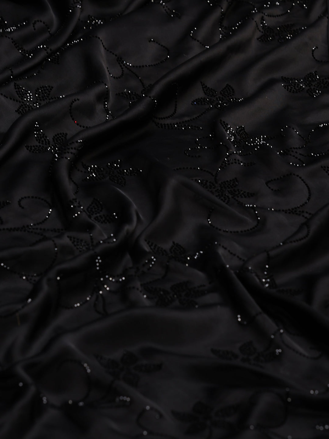 Black Printed Satin Saree
