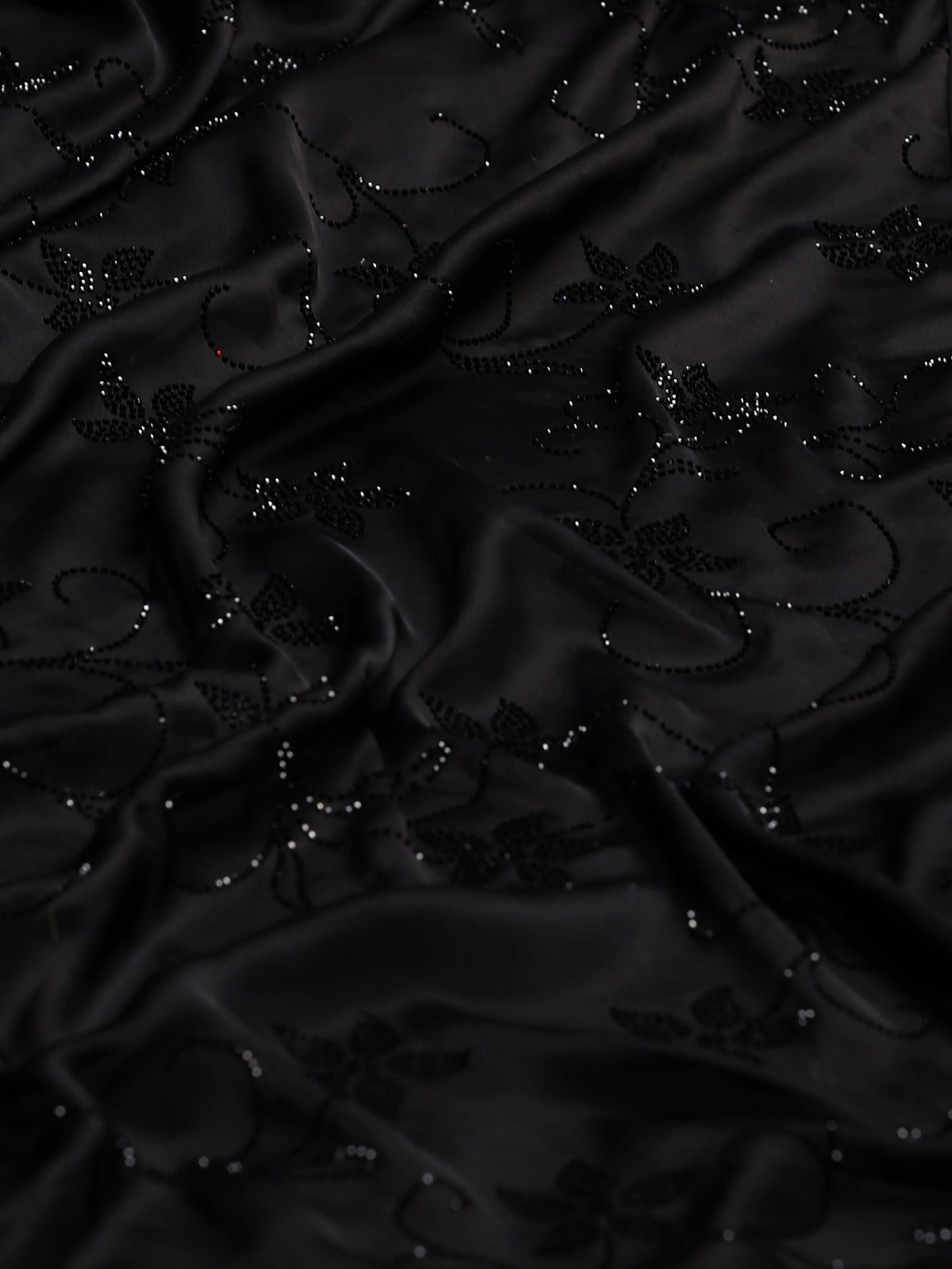 Black Printed Satin Saree