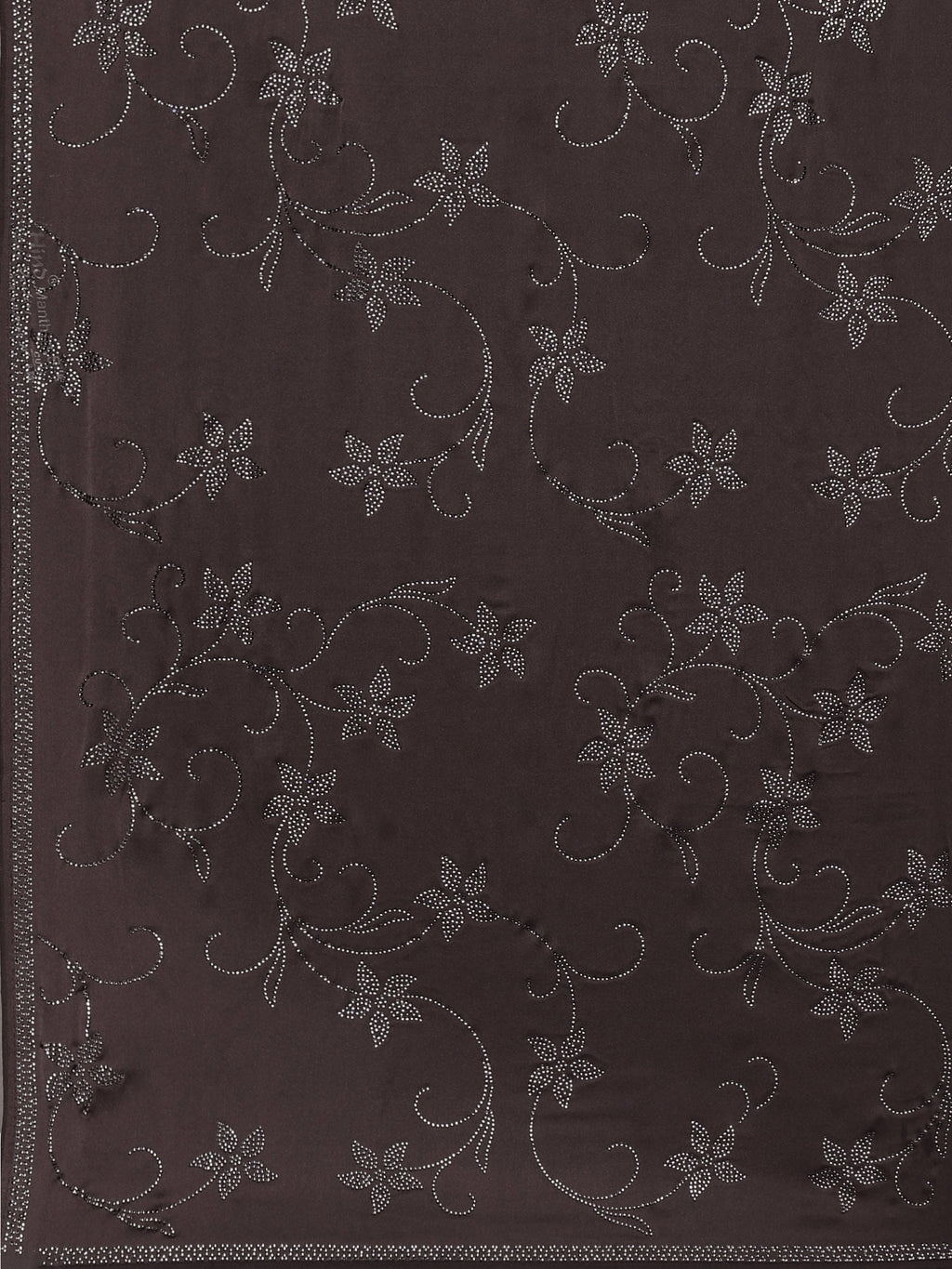 Brown Grey Printed Satin Saree