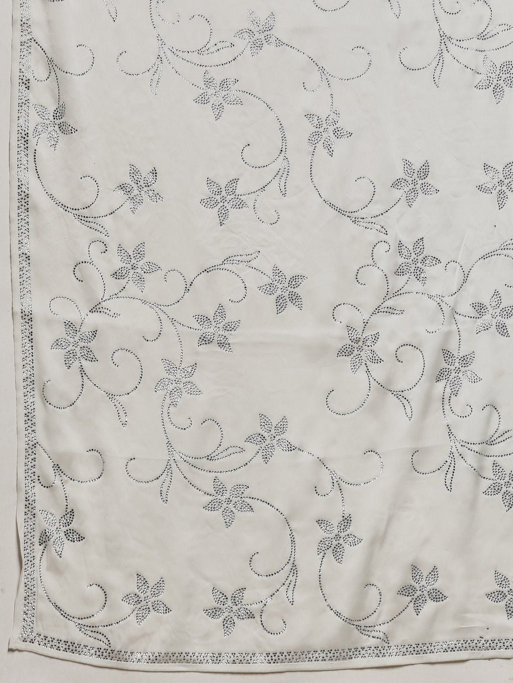 Off White Printed Satin Saree