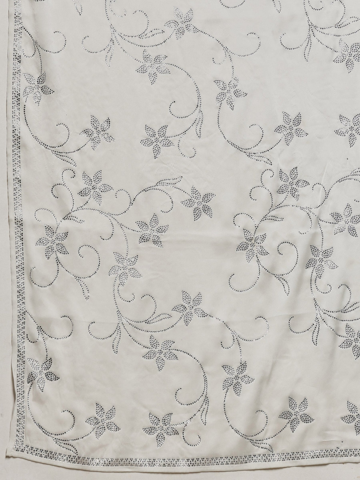 Off White Printed Satin Saree