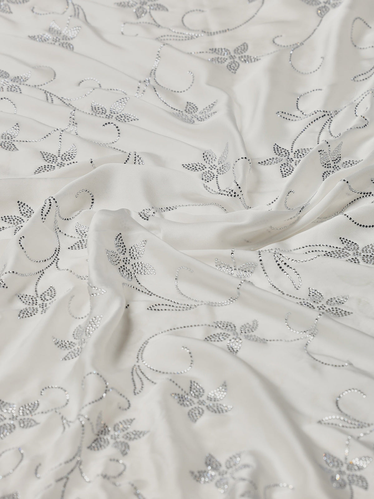 Off White Printed Satin Saree