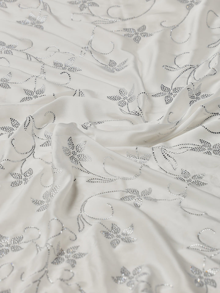 Off White Printed Satin Saree