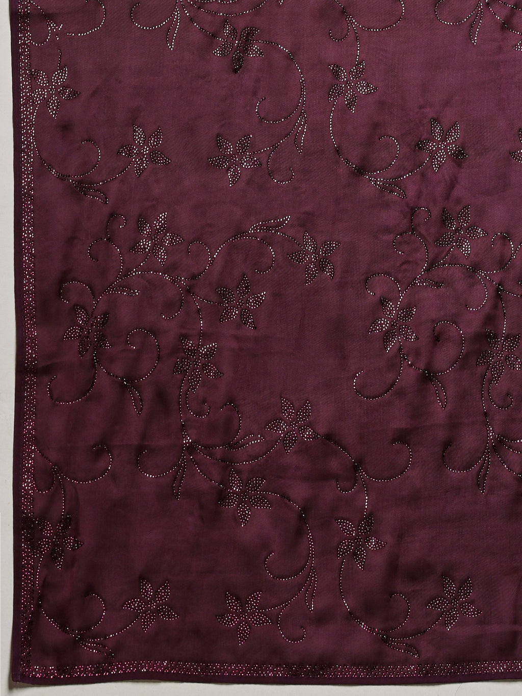 Purple Printed Satin Saree