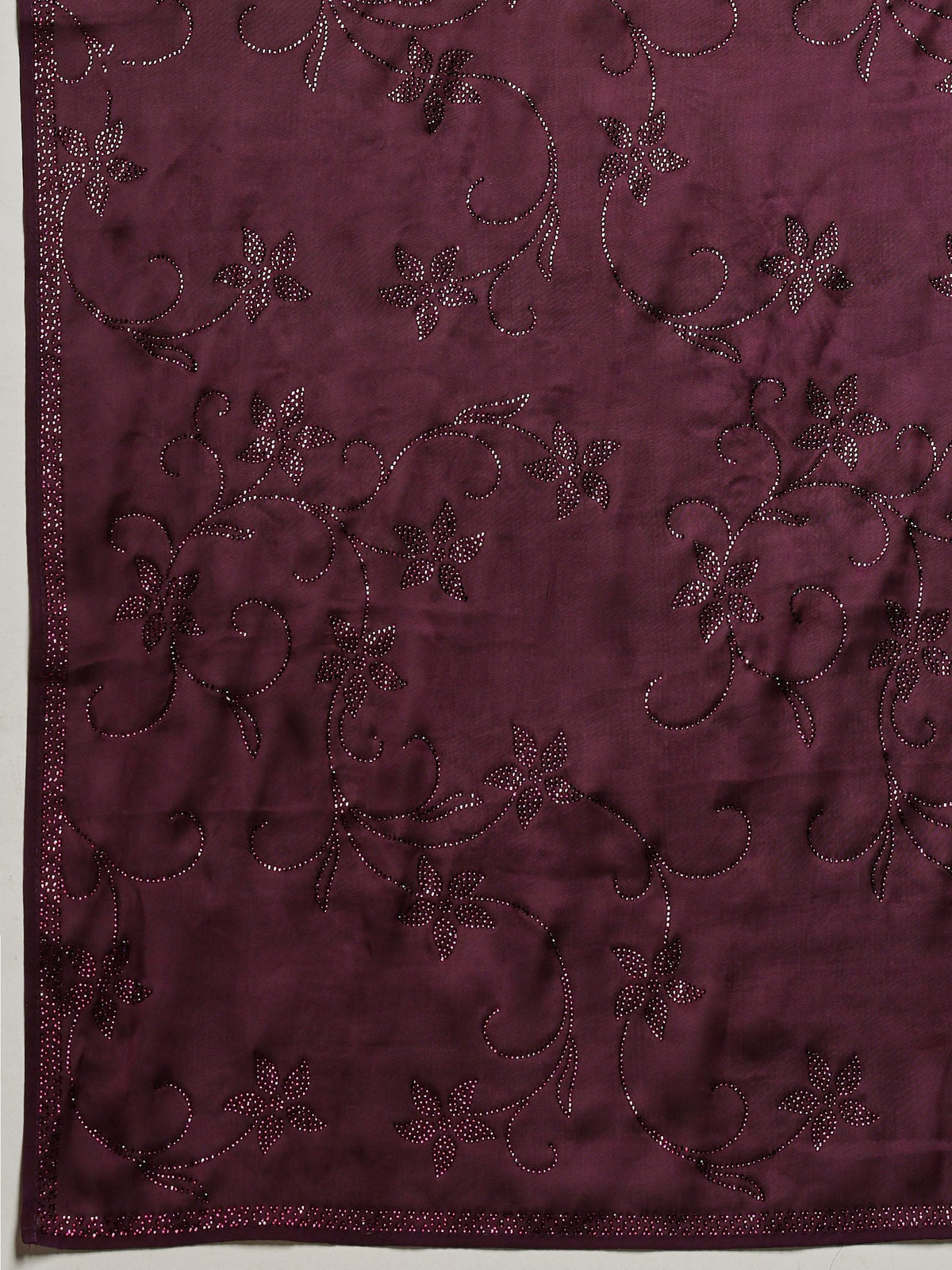 Purple Printed Satin Saree