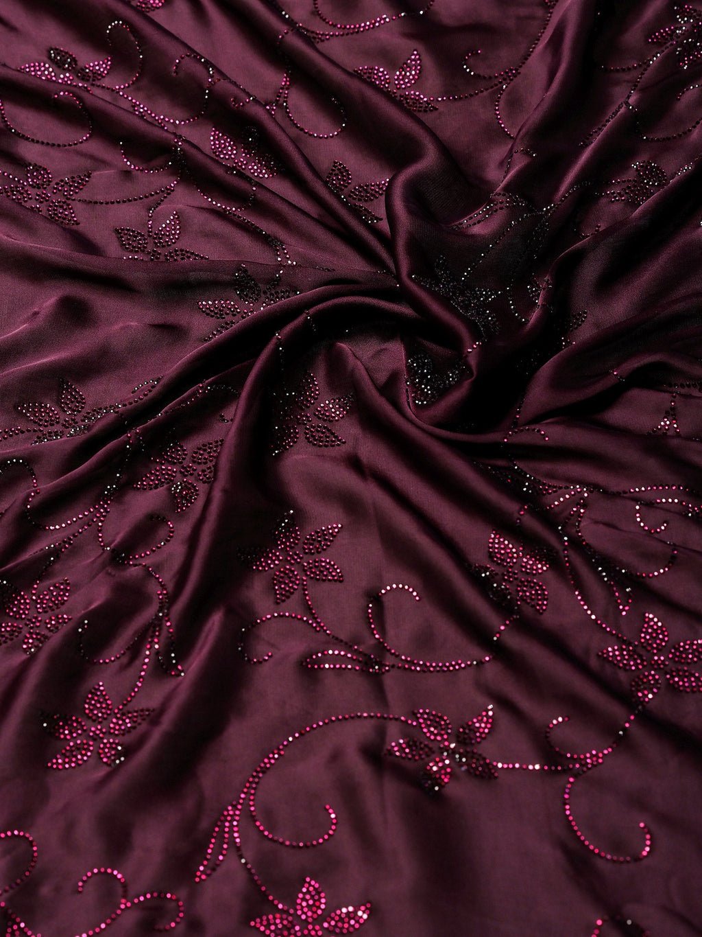 Purple Printed Satin Saree