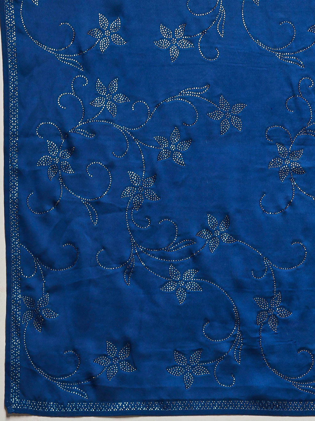 Teal Blue Printed Satin Saree