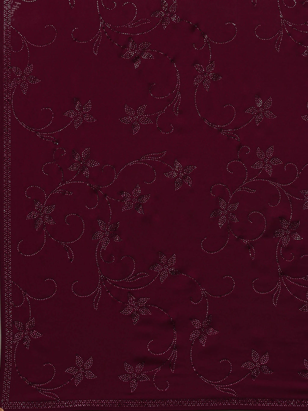Wine Printed Satin Saree