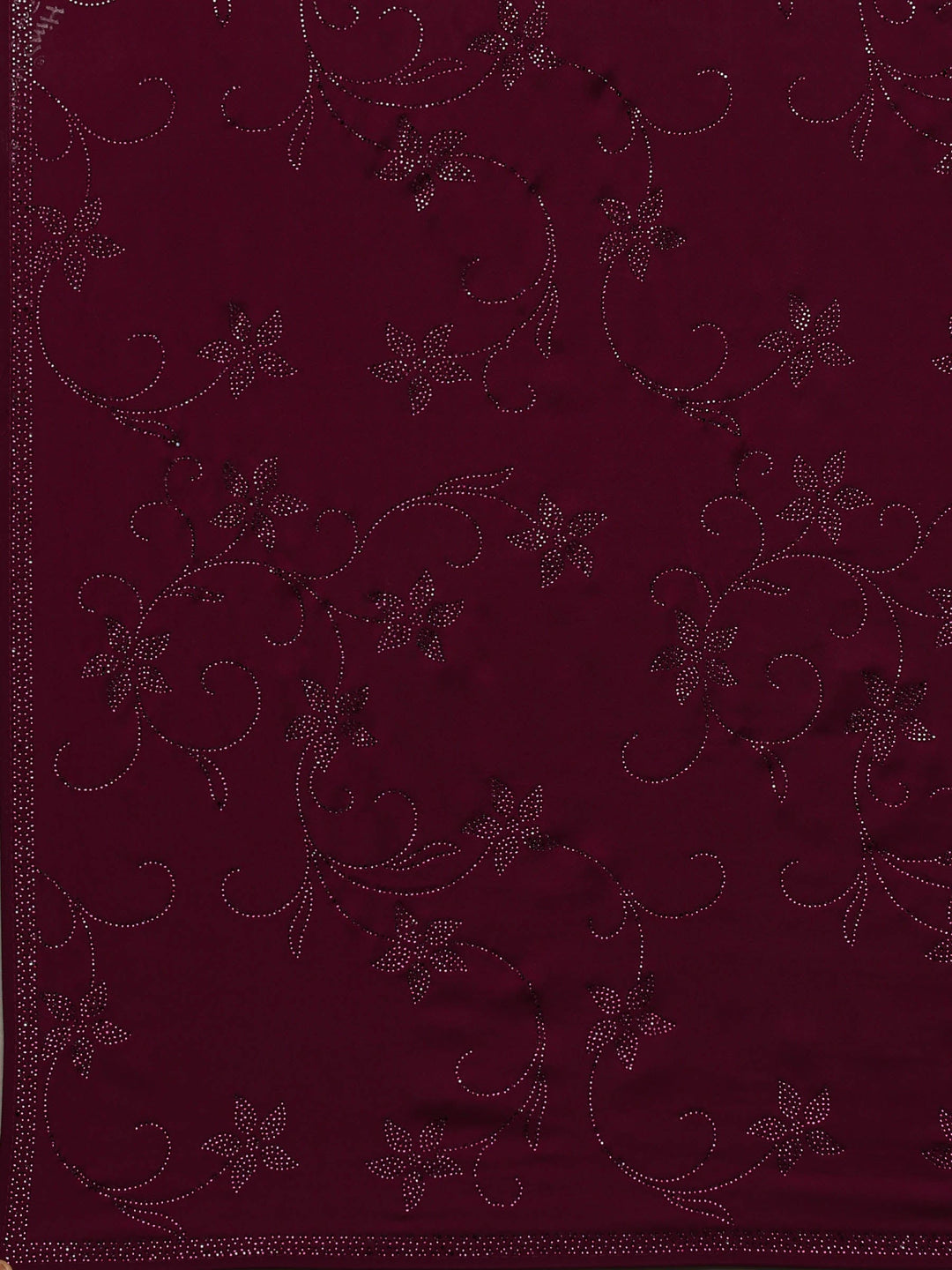 Wine Printed Satin Saree