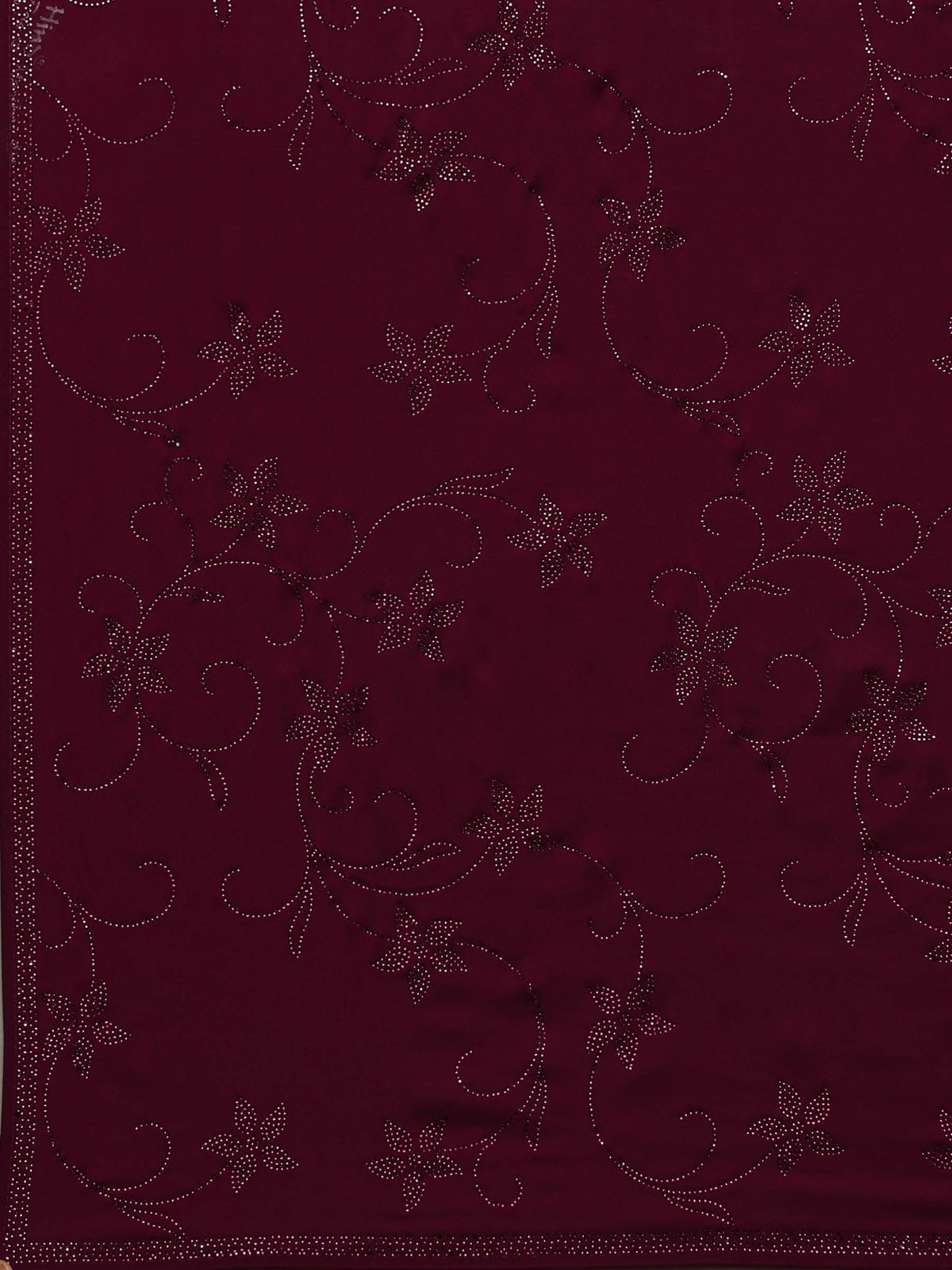Wine Printed Satin Saree