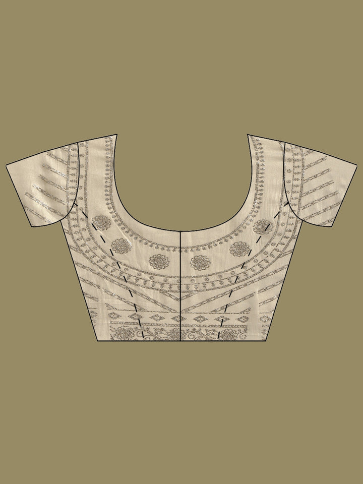 Beige Embroidered Tissue Saree