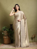 Grey Embroidered Tissue Saree