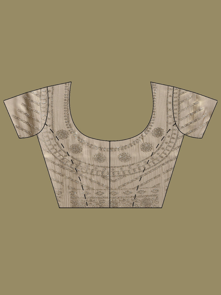 Grey Embroidered Tissue Saree