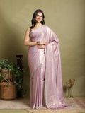 Lavender Embroidered Tissue Saree