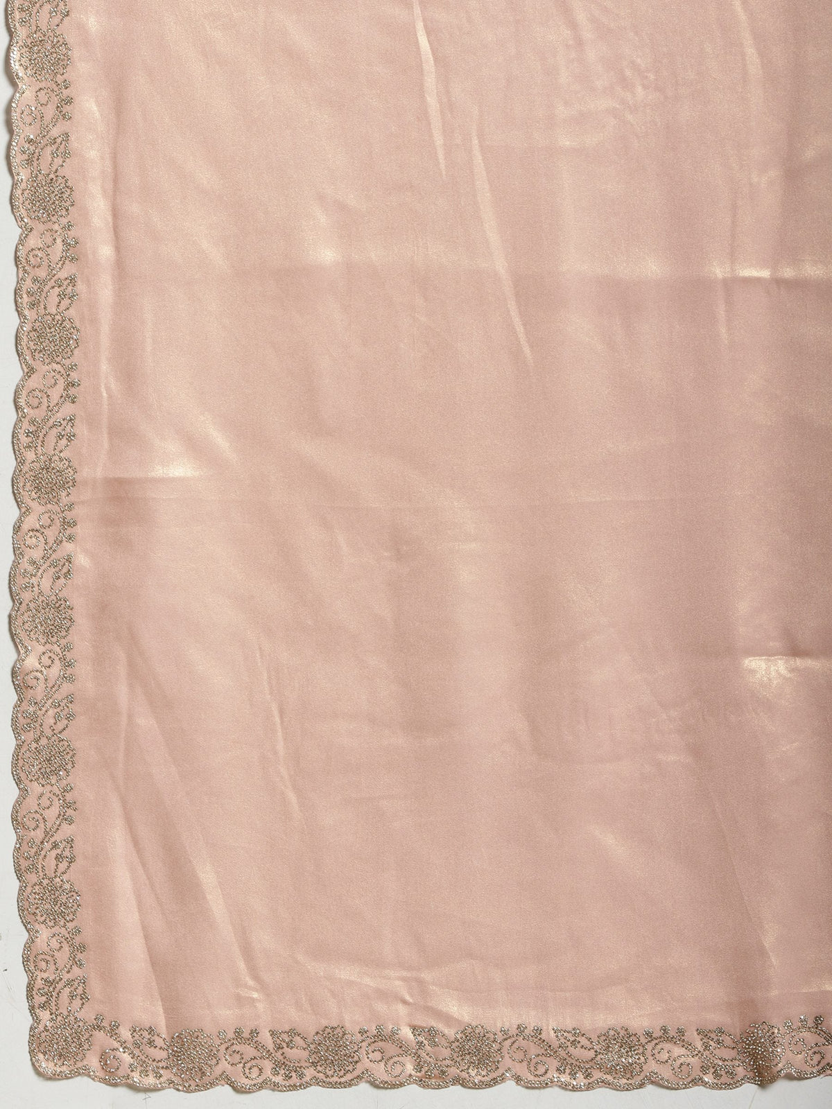 Peach Embroidered Tissue Saree