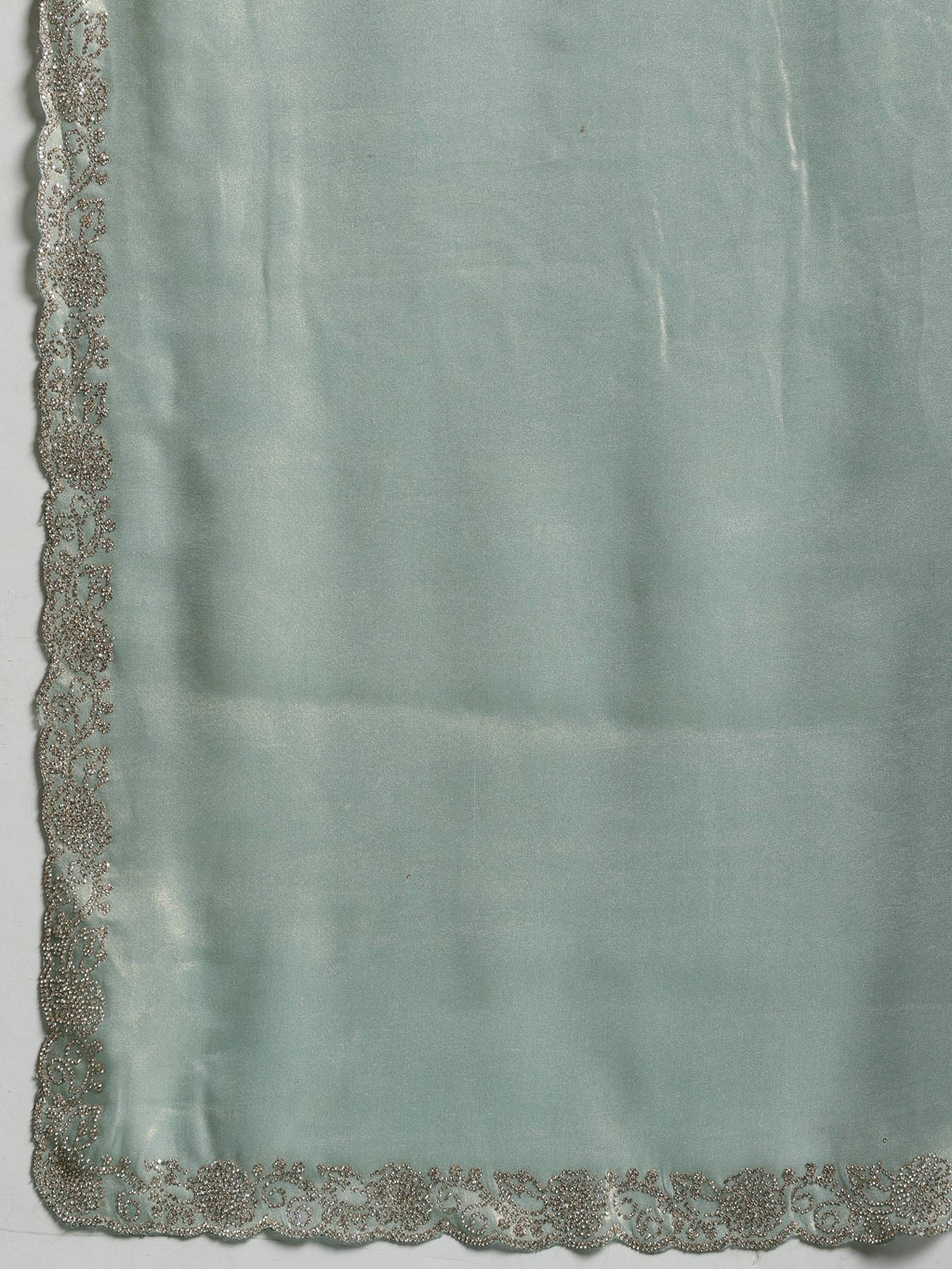 Sea Green Embroidered Tissue Saree