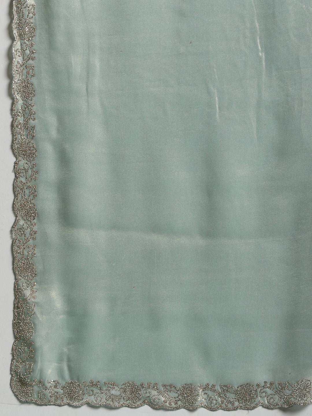 Sea Green Embroidered Tissue Saree
