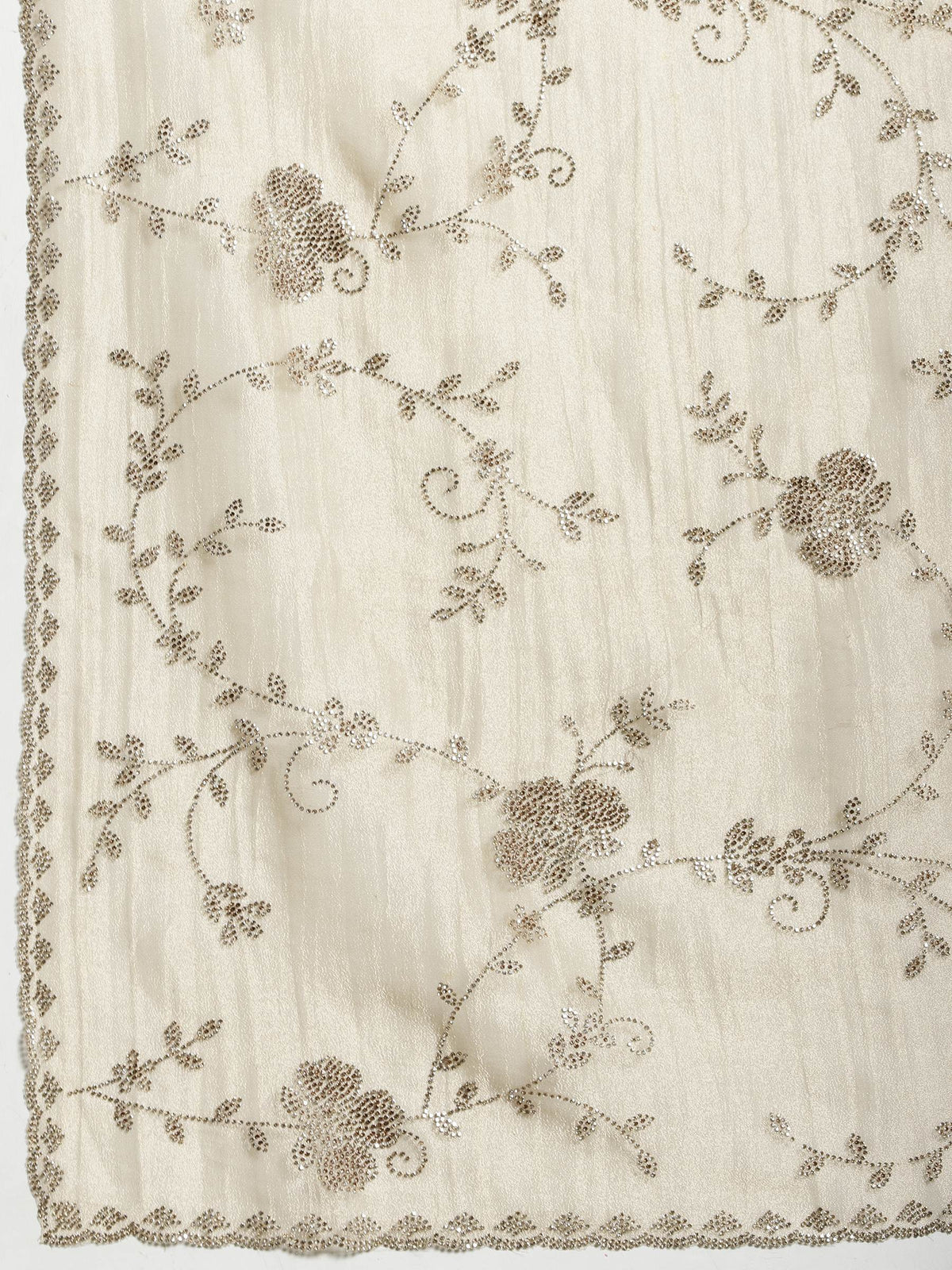 Beige Embroidered Tissue Saree