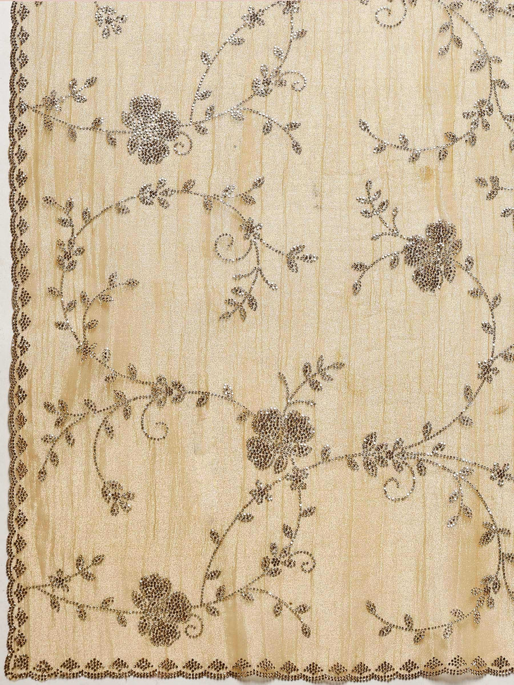Golden Beige Embroidered Tissue Saree
