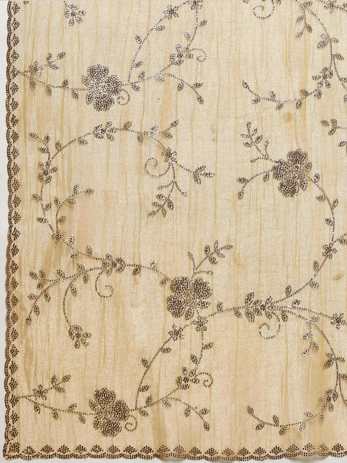 Golden Beige Embroidered Tissue Saree