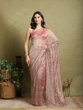 Mauve Embroidered Tissue Saree