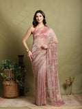 Onion Pink Embroidered Tissue Saree