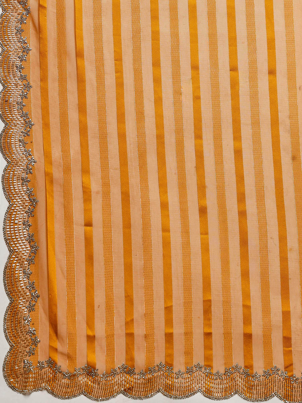 Mustard Embroidered Organza Saree