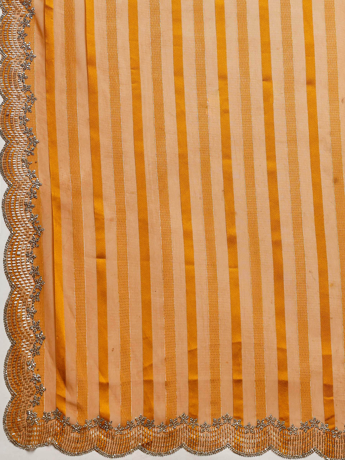Mustard Embroidered Organza Saree